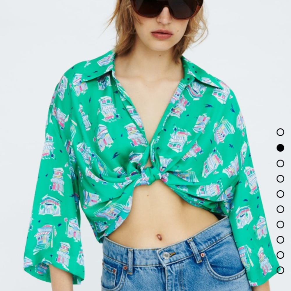 Zara Printed Knotted Shirt